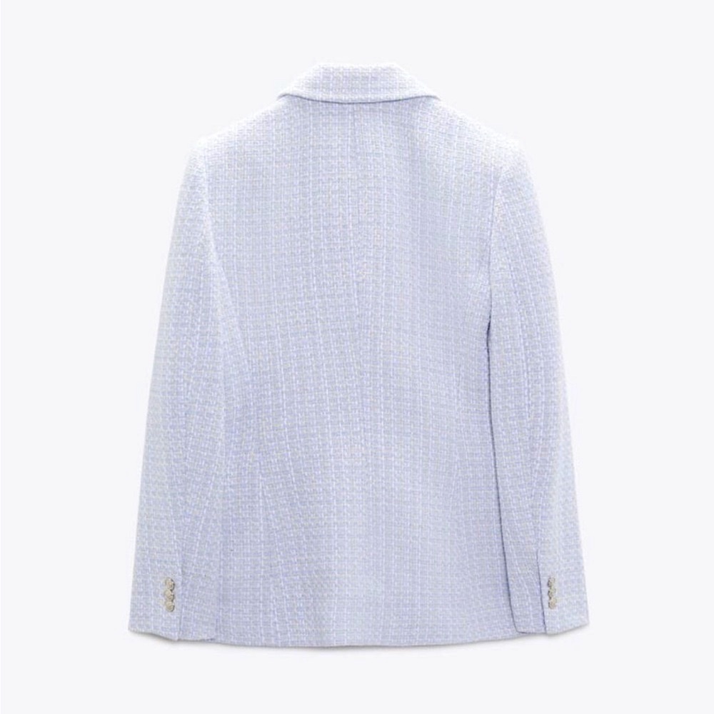 ZARA Textured Double-Breasted Blazer - Picture 8 of 9